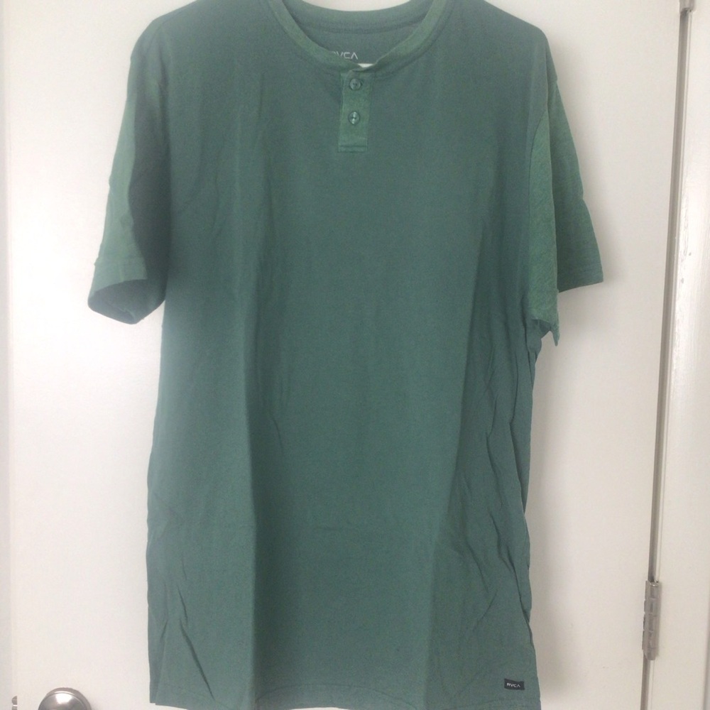 RVCA Men’s Henley T-Shirt • Green • Short Sleeve • Size XL